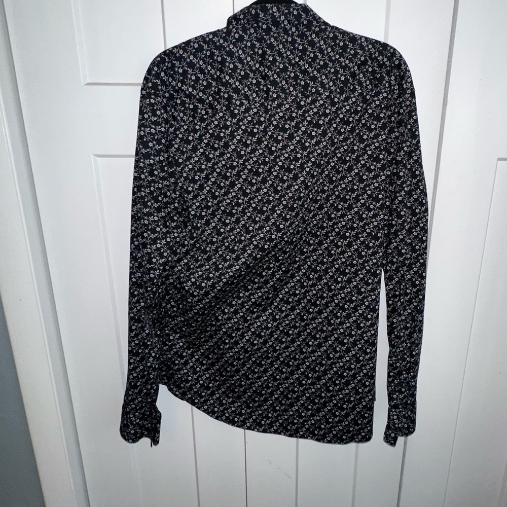 Calvin Klein Slim Fit Long Sleeve Floral Black and White Shirt - XL - Picture 4 of 6